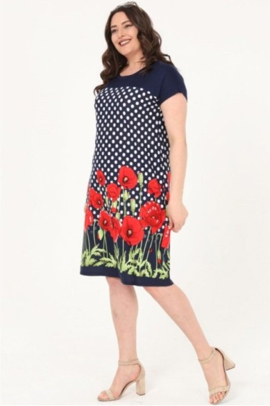 Taškuota suknelė su gėlėmis