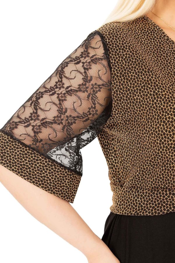 Puošni suknelė trumpomis rankovėmis