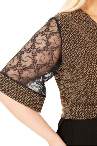 Puošni suknelė trumpomis rankovėmis