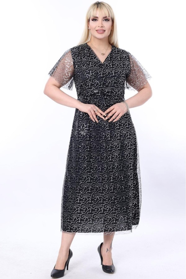 Ilga šventinė suknelė su žvyneliais