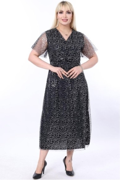 Ilga šventinė suknelė su žvyneliais