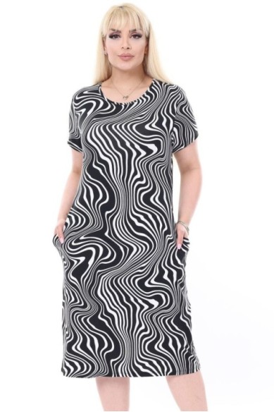 Juodai balta suknelė trumpomis rankovėmis