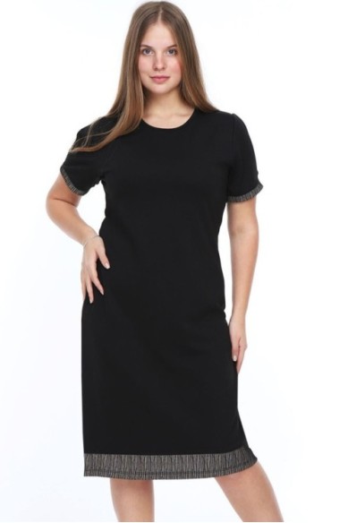 Juoda suknelė trumpomis rankovėmis