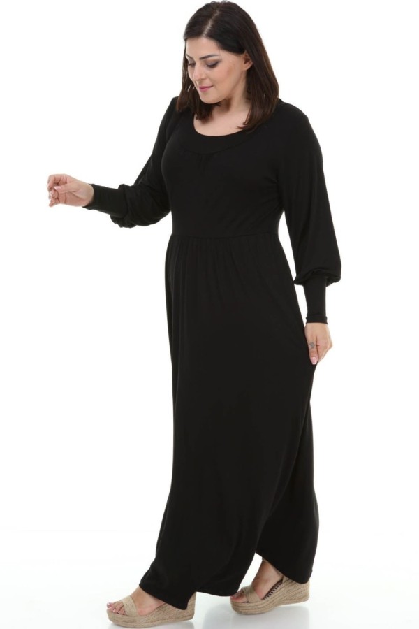 Ilga juoda suknelė iš viskozės