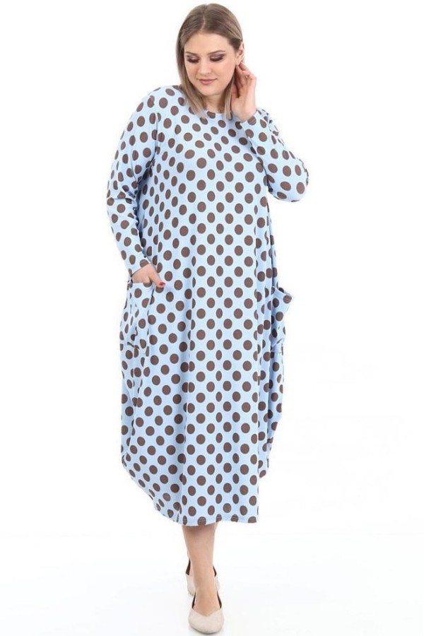 Žydra bomber stiliaus suknelė su rutuliukais