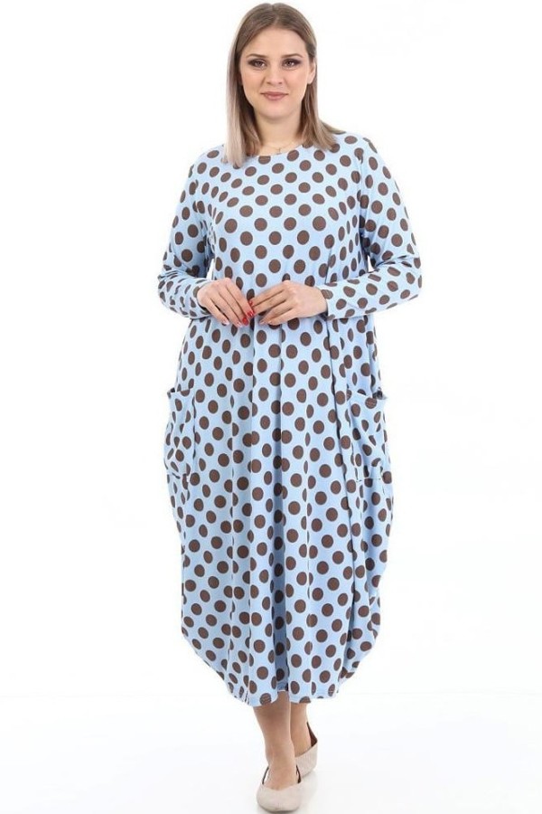 Žydra bomber stiliaus suknelė su rutuliukais