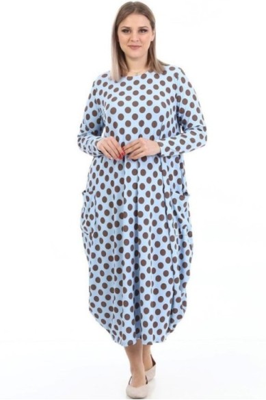 Žydra bomber stiliaus suknelė su rutuliukais