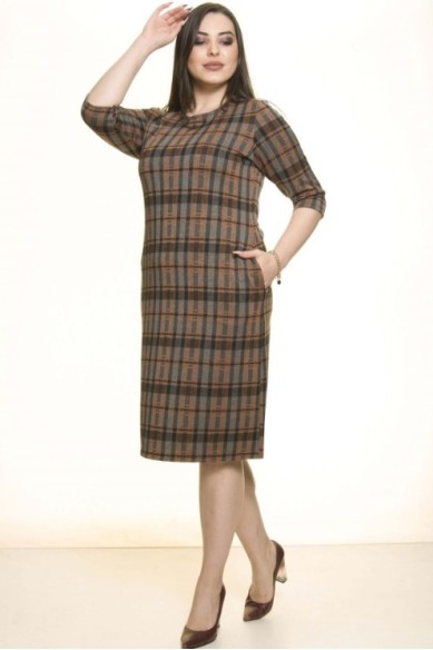 Languota klasikinio stiliaus suknelė su kišenėmis