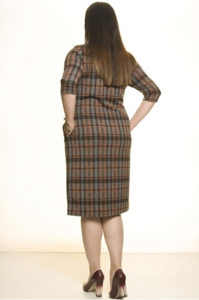 Languota klasikinio stiliaus suknelė su kišenėmis