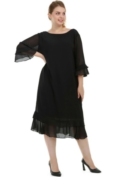 Juoda šifoninė suknelė