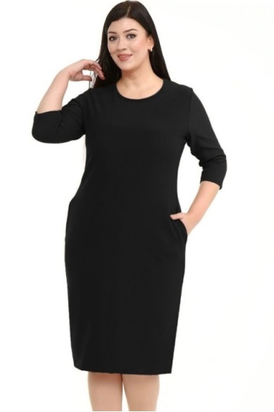 Juoda klasikinė suknelė apkūnioms