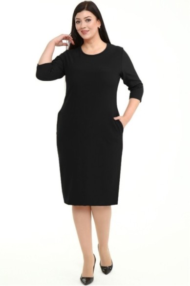 Juoda klasikinė suknelė apkūnioms