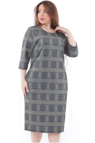 Languota žakardo suknelė su 3/4 rankovėmis