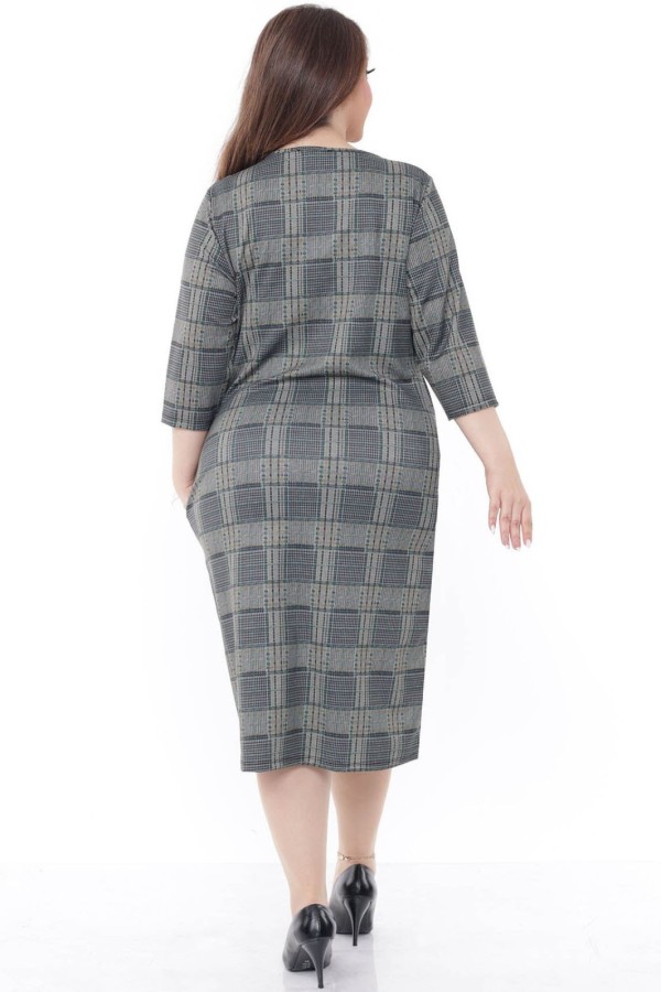 Languota žakardo suknelė su 3/4 rankovėmis