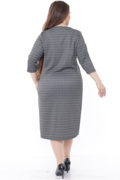 Klasikinė suknelė iš languoto žakardinio audinio