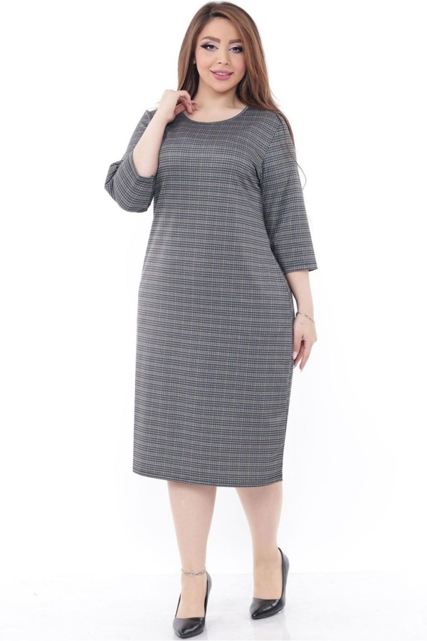 Klasikinė suknelė iš languoto žakardinio audinio