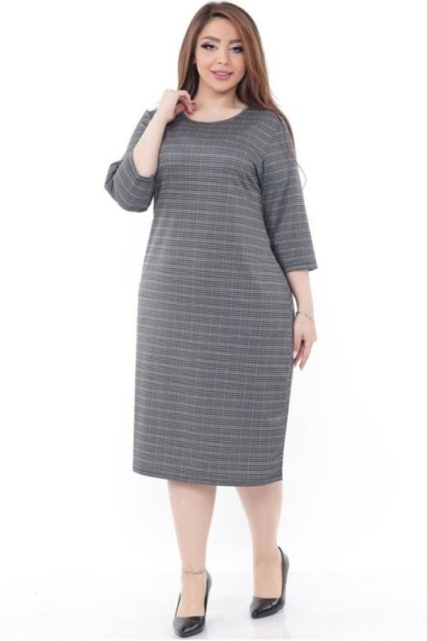 Klasikinė suknelė iš languoto žakardinio audinio