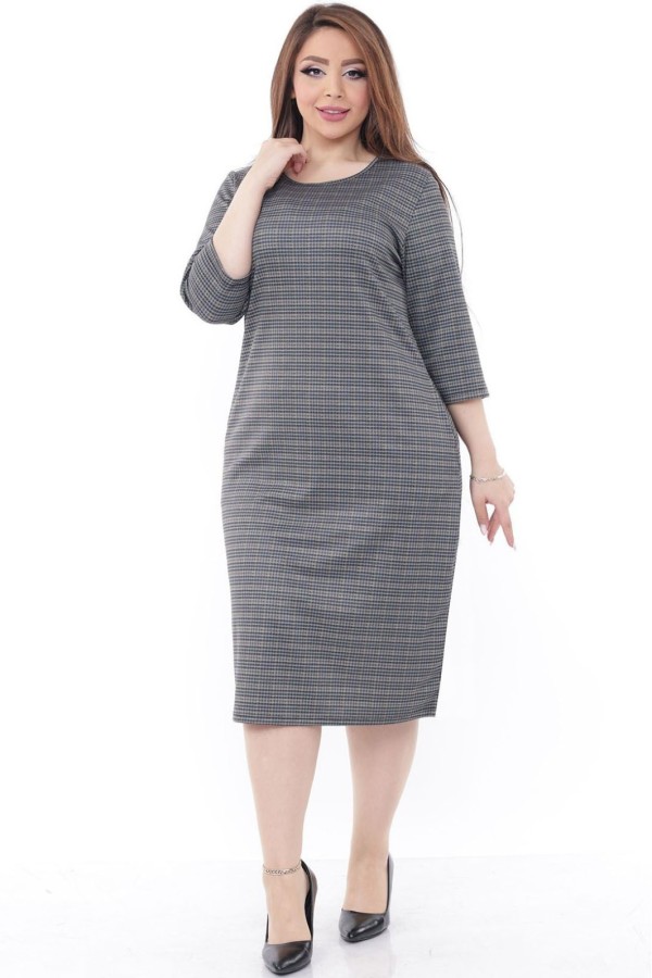 Klasikinė suknelė iš languoto žakardinio audinio