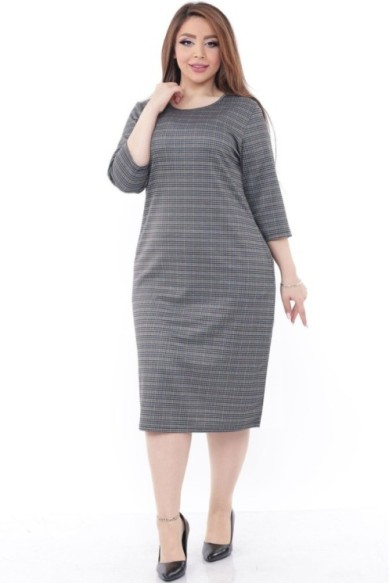 Klasikinė suknelė iš languoto žakardinio audinio