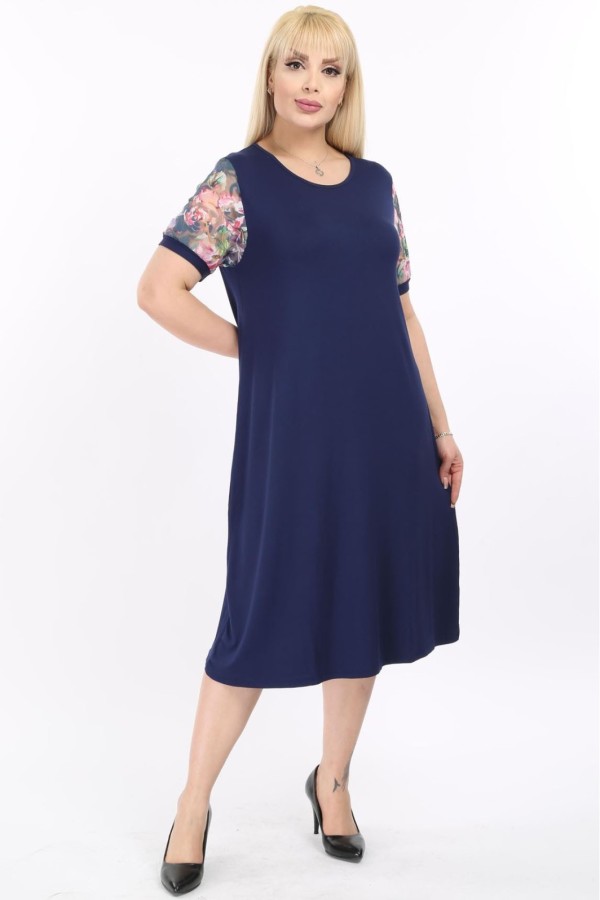 Viskozės suknelė trumpomis rankovėmis
