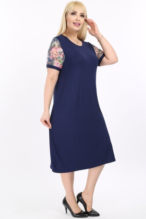 Viskozės suknelė trumpomis rankovėmis