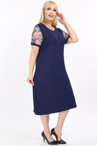 Viskozės suknelė trumpomis rankovėmis