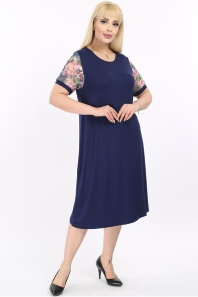 Viskozės suknelė trumpomis rankovėmis