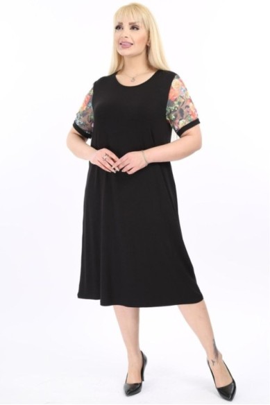 Viskozės suknelė trumpomis rankovėmis