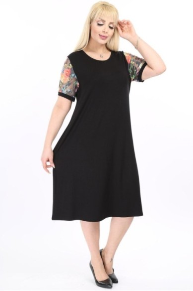 Viskozės suknelė trumpomis rankovėmis