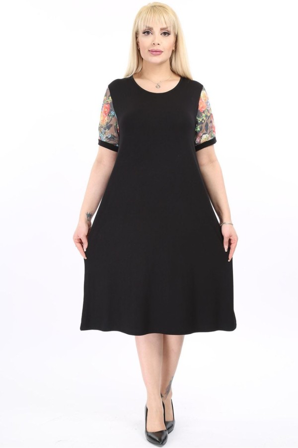 Viskozės suknelė trumpomis rankovėmis