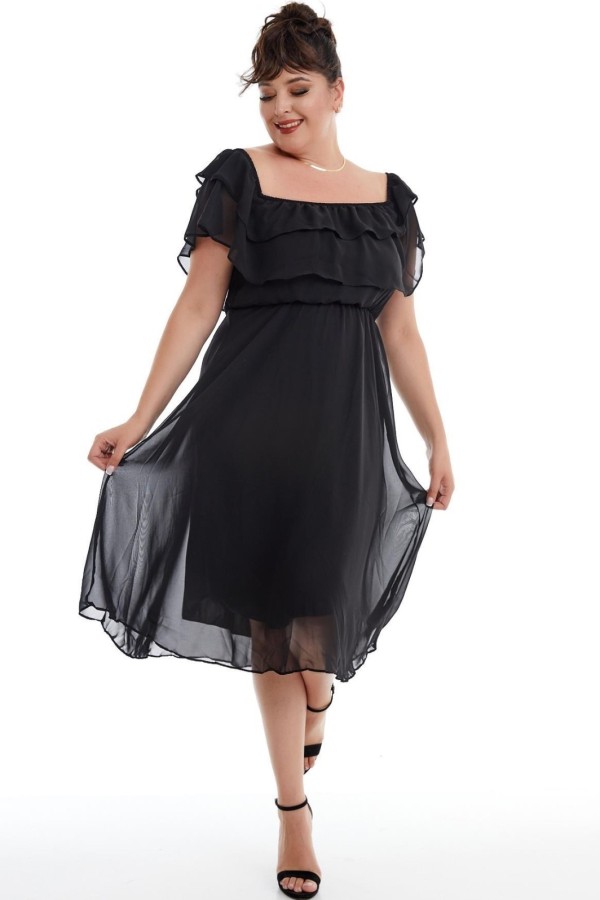 Juoda ispaniško tipo suknelė su dirželiu