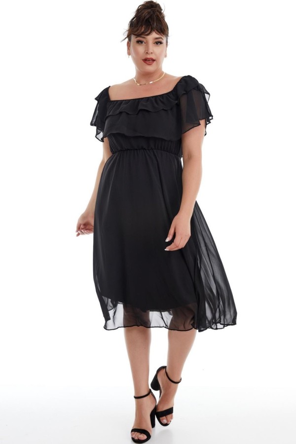 Juoda ispaniško tipo suknelė su dirželiu