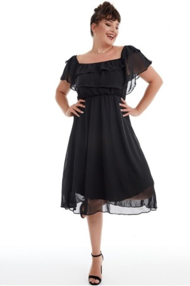 Juoda ispaniško tipo suknelė su dirželiu