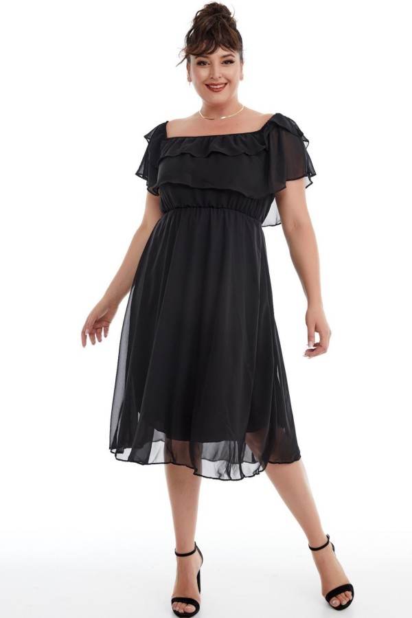 Juoda ispaniško tipo suknelė su dirželiu