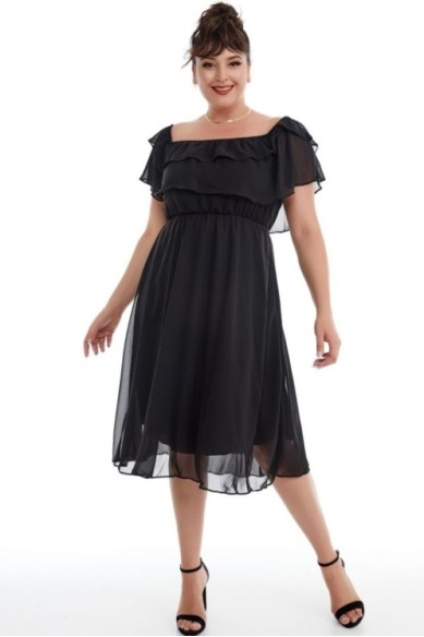 Juoda ispaniško tipo suknelė su dirželiu