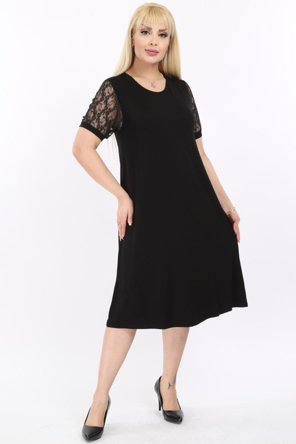 Viskozės suknelė trumpomis rankovėmis