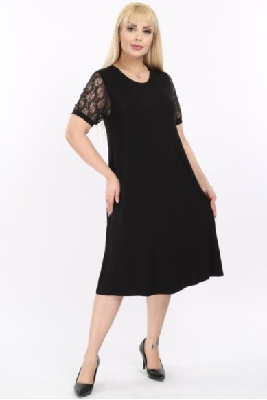 Viskozės suknelė trumpomis rankovėmis