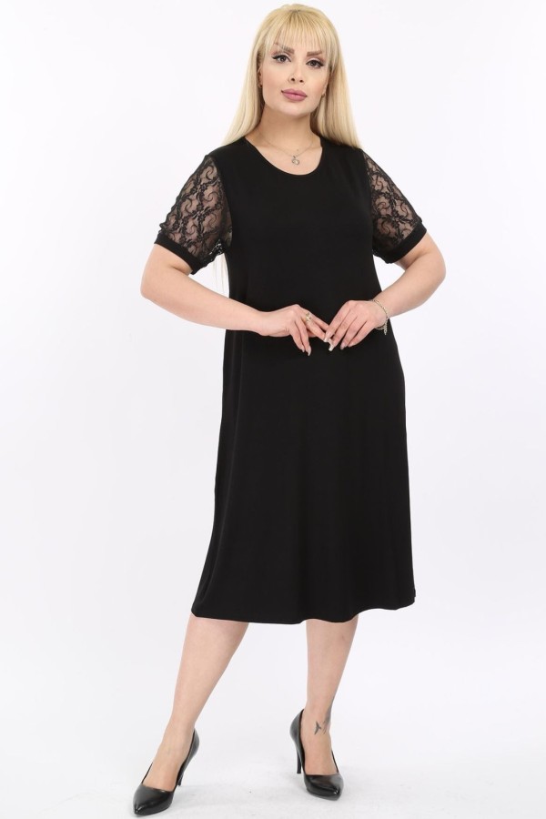Viskozės suknelė trumpomis rankovėmis