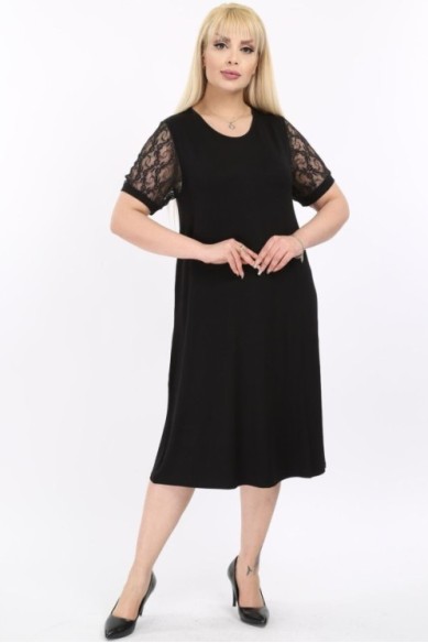 Viskozės suknelė trumpomis rankovėmis