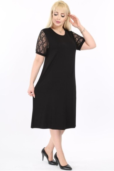 Viskozės suknelė trumpomis rankovėmis