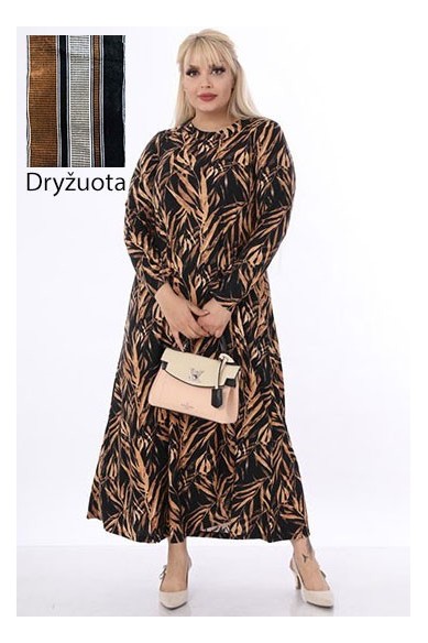 Ilga veliūrinė suknelė su dryžiais