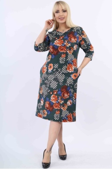 Gėlėta suknelė su kišenėmis