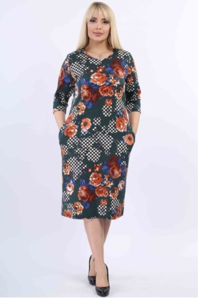 Gėlėta suknelė su kišenėmis