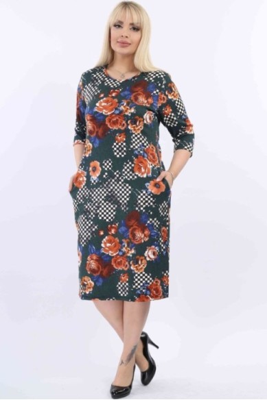 Gėlėta suknelė su kišenėmis