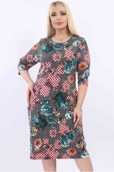 Gėlėta suknelė su kišenėmis