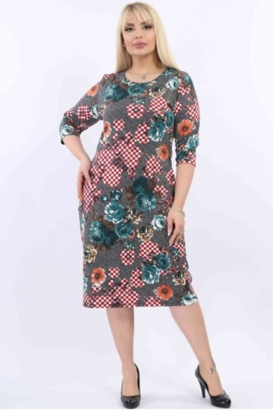 Gėlėta suknelė su kišenėmis