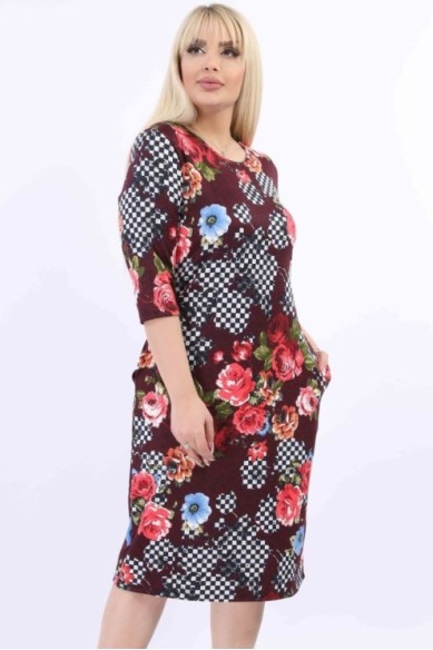 Gėlėta suknelė su kišenėmis