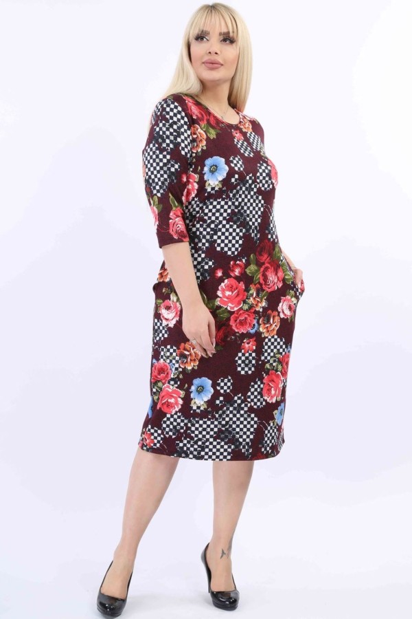 Gėlėta suknelė su kišenėmis