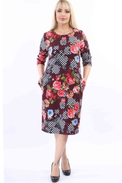 Gėlėta suknelė su kišenėmis