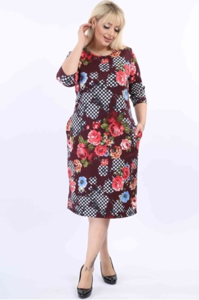 Gėlėta suknelė su kišenėmis